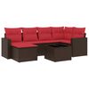 vidaXL 7-tlg. Garten-Sofagarnitur mit Kissen Braun Poly Rattan