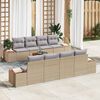 vidaXL Garten-Sofa-Set mit Kissen 9 pcs Beige Poly Rattan