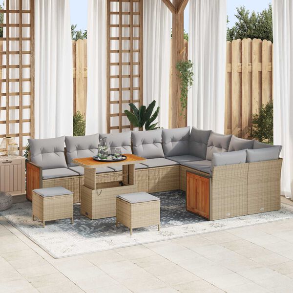 vidaXL Garten-Sofa-Set 12 pcs Beige Poly-Rattan