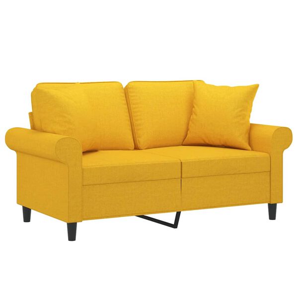 vidaXL 2-Sitzer-Sofa mit Kissen Hellgelb 120 cm Stoff