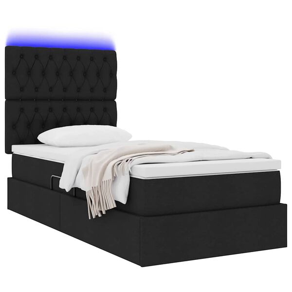 vidaXL Bett mit Stauraum und LED Schwarz 100 x 200 cm Polyester