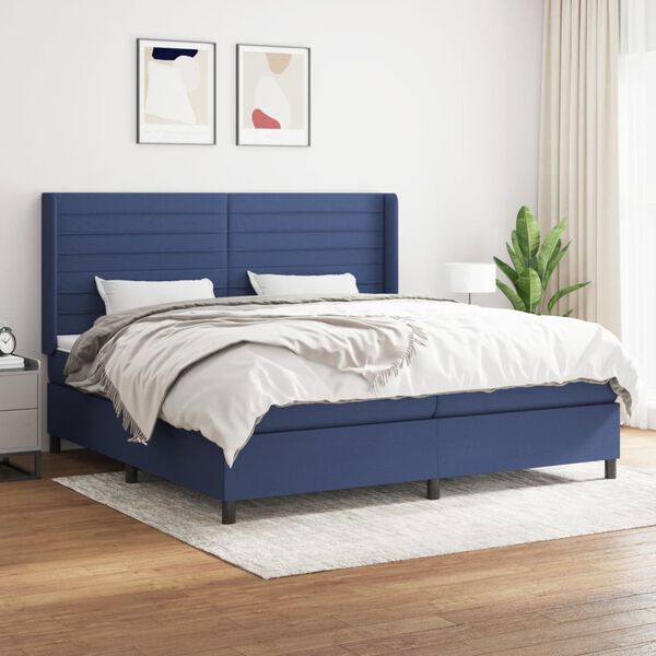 vidaXL Boxspringbett mit Matratze Blau 200x200 cm Stoff