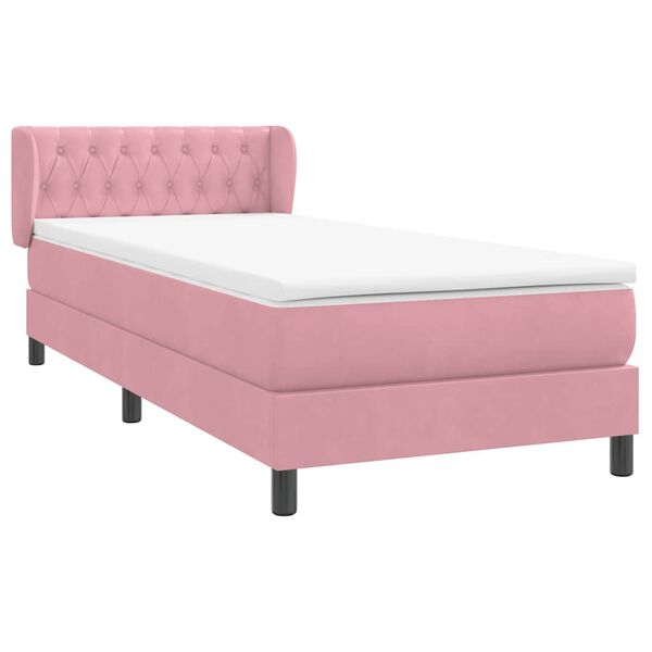 vidaXL Boxspringbett mit Matratze Rosa 90x220 cm Samt