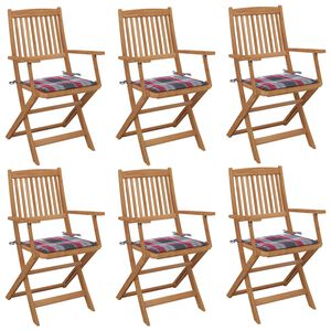vidaXL Klappbare Gartenst&uuml;hle 6 Stk. mit Kissen Massivholz Akazie