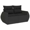 vidaXL 5tlg. Garten-Sofagarnitur mit Kissen Schwarz Poly Rattan Akazie