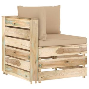 vidaXL Modulares Ecksofa mit Kissen Gr&uuml;n Impr&auml;gniertes Holz