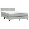 vidaXL Boxspringbett mit Matratze & LED Hellgrau 140x210 cm Samt
