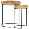 vidaXL 2-tlg. Couchtisch-Set Massivholz Mango und Stahl