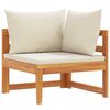 vidaXL Ecksofa mit Cremewei&szlig;en Kissen Massivholz Akazie
