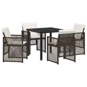 vidaXL Garten Essgruppe 5 pcs Braun Poly-Rattan