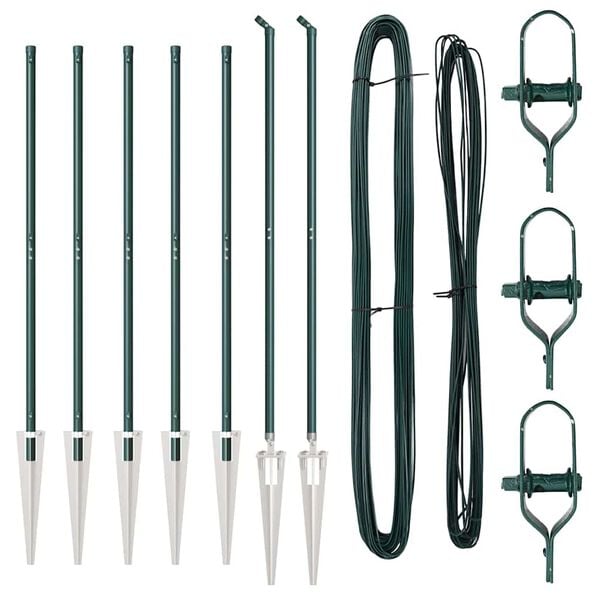 vidaXL Zaunpfosten 7 pcs Grün Ø32mm 160 cm Verzinkter Stahl
