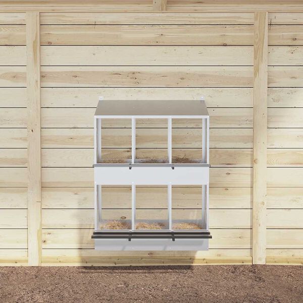 vidaXL Hühner-Nistkasten mit 6 Fächern Verzinktes Silber Metall