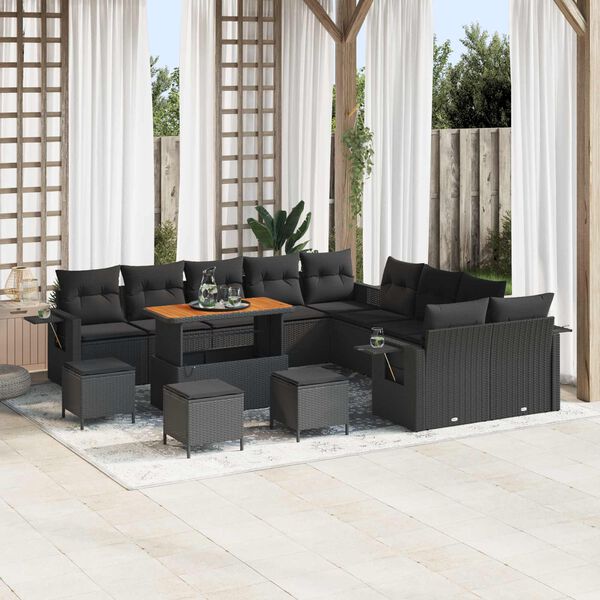 vidaXL Gartensofa-set 14 pcs Schwarz Poly-Rattan