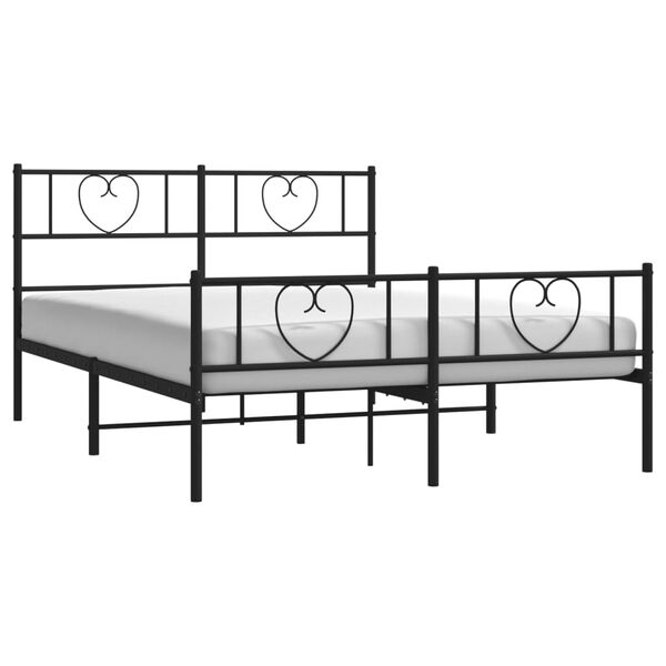vidaXL Metallbett ohne Matratze mit Fu&szlig;teil Schwarz 160x200 cm