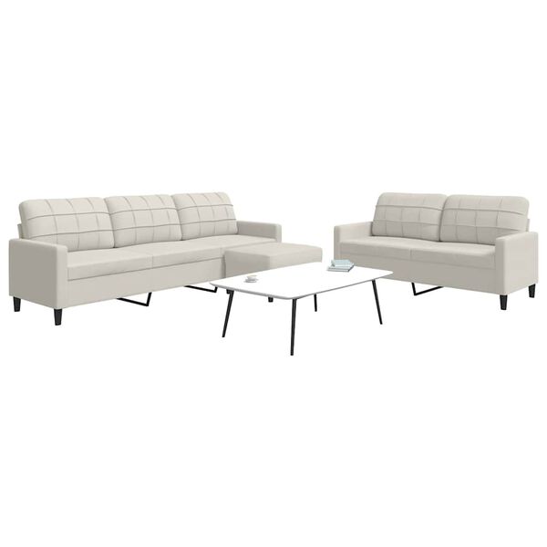 vidaXL 3-tlg. Sofagarnitur mit Kissen Creme Samt