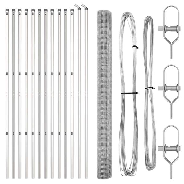 vidaXL Zaunpfosten Silber 25 x 1,6 m (16 x 16 mm Netz) Stahl