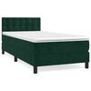 vidaXL Boxspringbett mit Matratze Dunkelgr&uuml;n 90x190 cm Samt