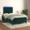 vidaXL Boxspringbett mit Matratze & LED Dunkelgr&uuml;n 120x190 cm Samt