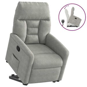 vidaXL Relaxsessel mit Aufstehhilfe Hellgrau Mikrofasergewebe