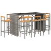 vidaXL 9-tlg. Gartenbar-Set Grau Poly Rattan & Massivholz Akazie