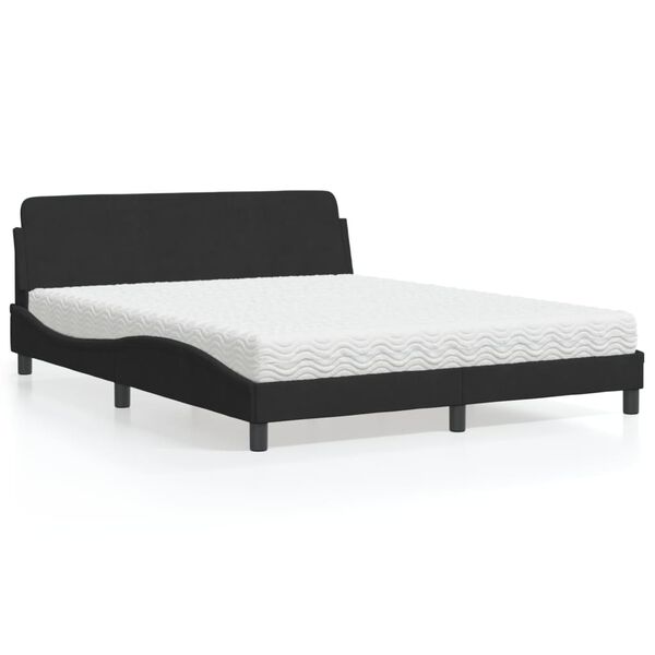 vidaXL Bett mit Matratze "Dover" Schwarz 160x200 cm Samt