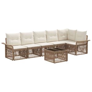vidaXL Gartensofa-set 7 pcs Beige Poly-Rattan