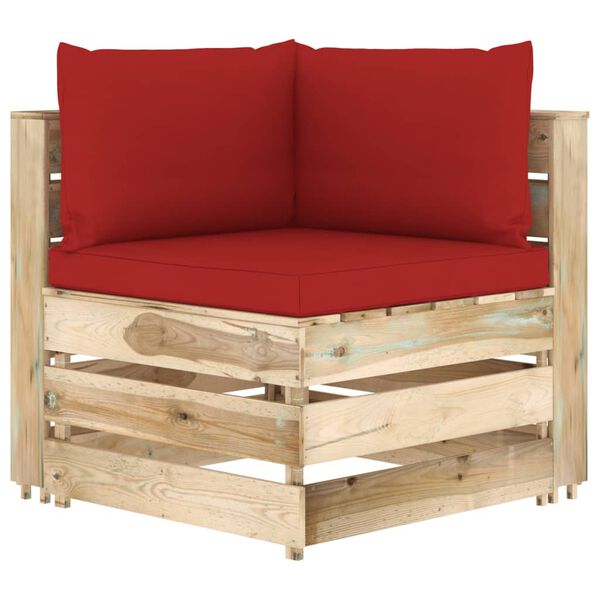 vidaXL 6-tlg. Garten-Lounge-Set mit Kissen Gr&uuml;n Impr&auml;gniertes Holz