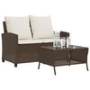 vidaXL Gartensofa 2-Sitzer mit Kissen & Tisch Braun Poly Rattan
