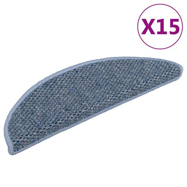 vidaXL Treppenmatten Selbstklebend Sisal-Optik 15 Stk. 56x17x3cm Blau