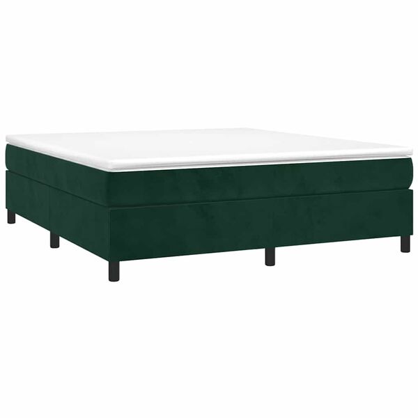 vidaXL Boxspringbett mit Matratze Dunkelgr&uuml;n 180x200 cm Samt