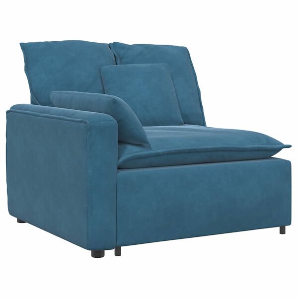 vidaXL Modulares Sofa mit Fu&szlig;hocker und Kissen Blau