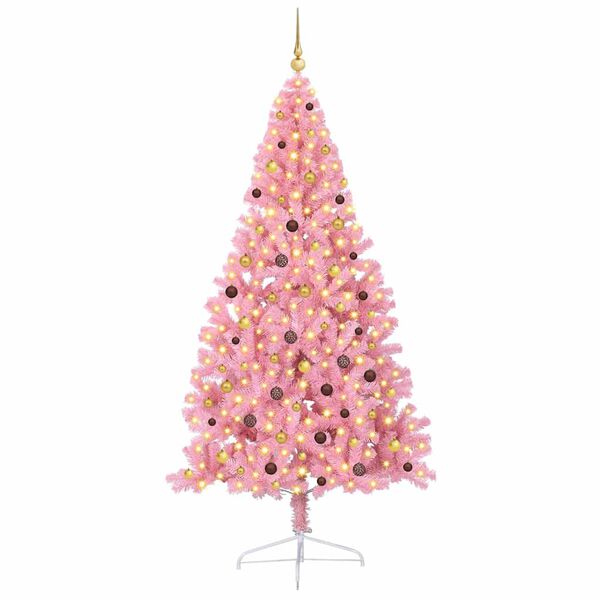 vidaXL K&uuml;nstlicher vorbeleuchteter Weihnachtsbaum Rosa 240 cm PVC