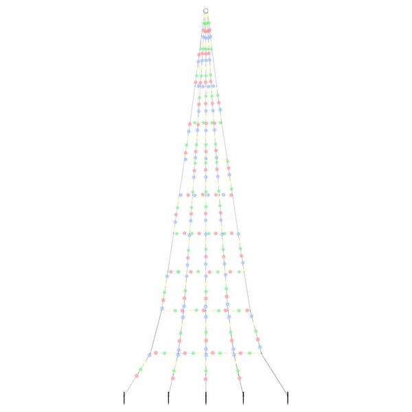 vidaXL LED Weihnachtsbaum mit Erdspießen Mehrfarbig 500 cm Metall