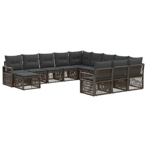 vidaXL Gartensofa-set 12 stk. 12-Sitzer Grau Poly-Rattan