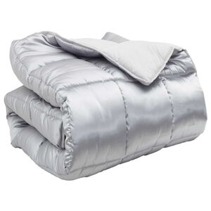 vidaXL Winterbettdecke Silber 200 x 135 cm Satin und Mikrofaser