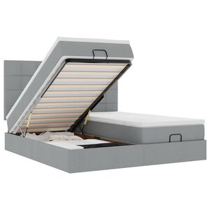 vidaXL Ottoman-Bett mit Matratzen & LEDs Hellgrau 160x200 cm Stoff