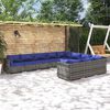 vidaXL 10-tlg. Garten-Lounge-Set mit Kissen Poly Rattan Grau