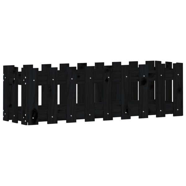 vidaXL Hochbeet Latten-Design Schwarz 100x30x30 cm Massivholz Kiefer