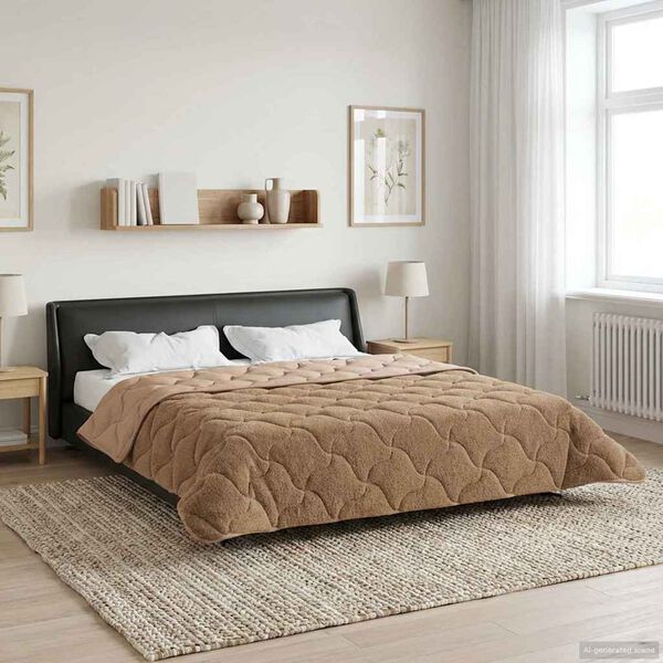 vidaXL Winterbettdecke Taupe 220 x 260 cm Mikrofaser und Teddy-Fleece