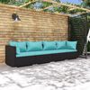 vidaXL 4-tlg. Garten-Lounge-Set mit Auflagen Poly Rattan Schwarz