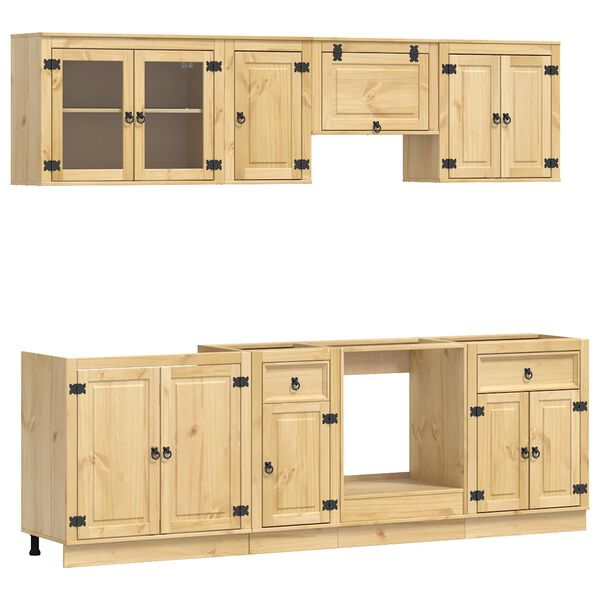 vidaXL Schrank mit Regal SKI 8 pcs Honigbraun Massives Kiefernholz