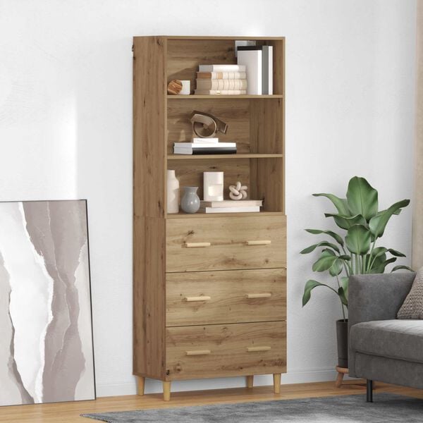 vidaXL Highboard Artisan-Eiche 69,5 x 32,5 x 180 cm Holzwerkstoff
