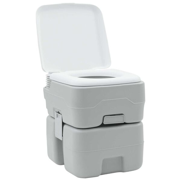 vidaXL Camping-Toilette Grau und Wei&szlig; 41,5 x 36,5 x 42 cm Polyethylen