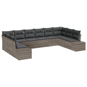 vidaXL Gartensofa-set 10 stk. Grau Poly-Rattan