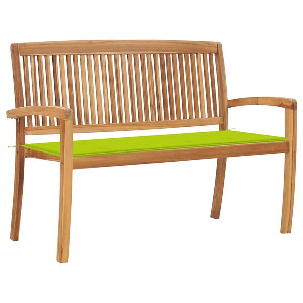 vidaXL Stapelbare Gartenbank mit Auflage 128,5 cm Massivholz Teak