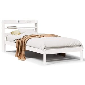 vidaXL Massivholzbett ohne Matratze Wei&szlig; 75x190 cm Kiefernholz
