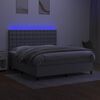 vidaXL Boxspringbett mit Matratze & LED Hellgrau 160x200 cm Stoff