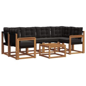 vidaXL Outdoor-Sofagarnitur mit Kissen 7 pcs Nat&uuml;rlich und Schwarz