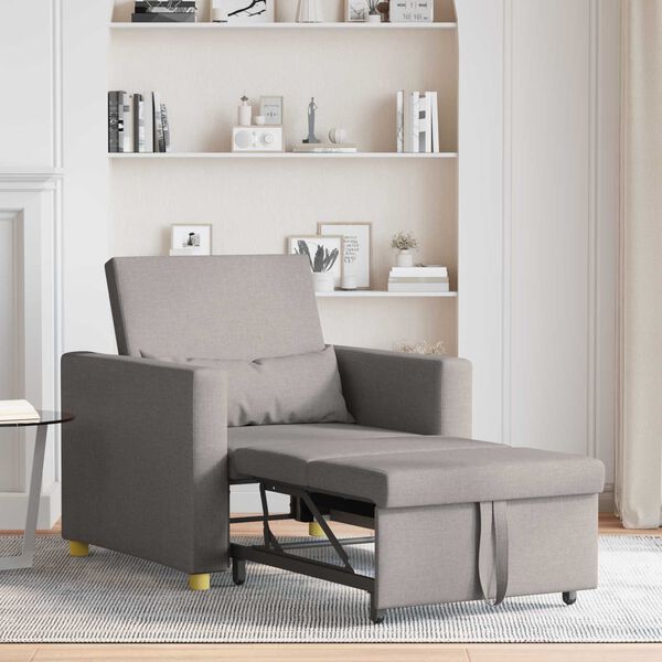 vidaXL Ausziehbare Schlafcouch Einzel Taupe 90 x 165 x 87 cm Stoff
