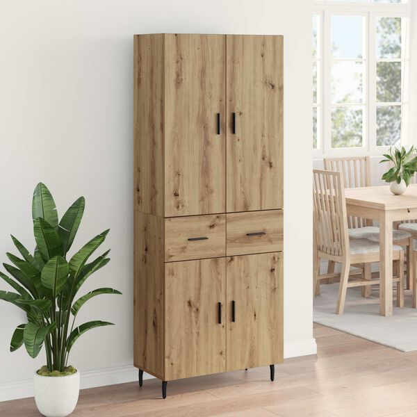 vidaXL Highboard 2 pcs Artisan-Eiche Engineered Wood und Glas